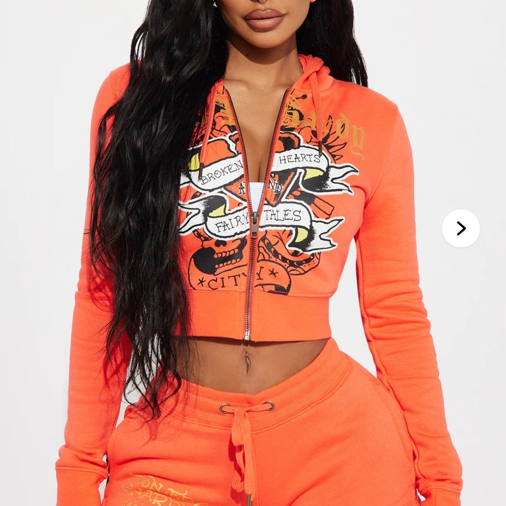 Orange and black Ed hardy zip up hoodie